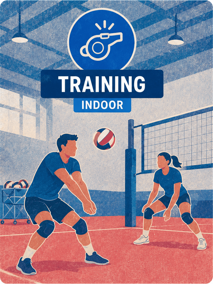 An indoor volleyball training session