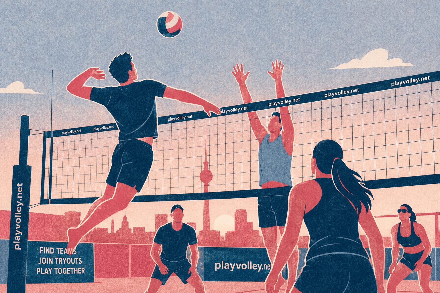 Volleyball players in action